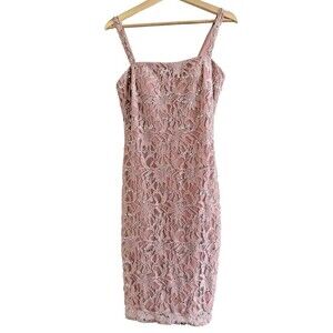 JS Collections Women’s Soutache Mesh Midi Dress sleeveless in blush Pink Size 6